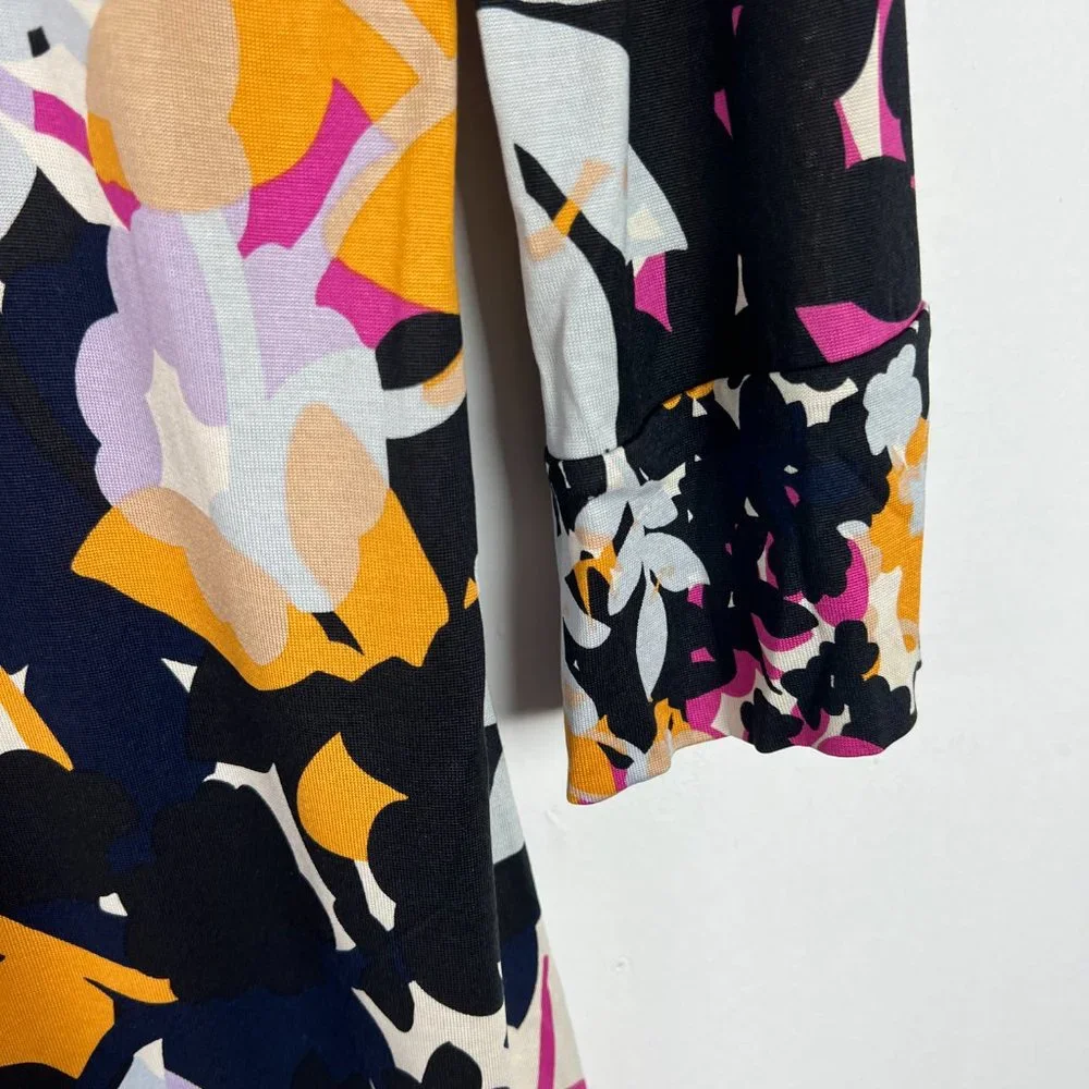 Diane Von Furstenberg 3/4 Sleeve Floral Silk Boatneck Shift Dress Size 10 D1365 - Picture 5 of 12